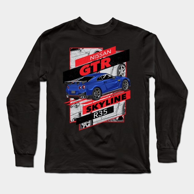 GTR Skyline Long Sleeve T-Shirt by XXII Designs